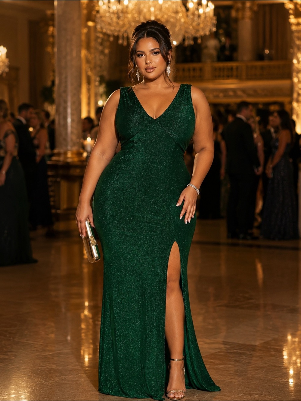 Fashion Nova Reese Lurex Evening Dress – Emerald Green | Size 2X